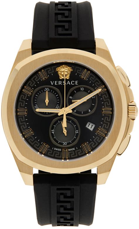 gold watch versace|Versace chrono watch.